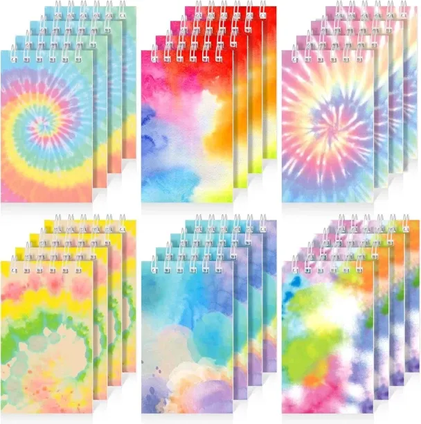 Hi Pansy 24 Pcs Mini Tie Dye Spiral Notepads Small Tie Dye Notebook Fun Coil Pocket Notebook Party …