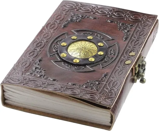 Hi Pansy Finun-Lthr Leather Book Of Shadows, Blank Grimoire Spell Book Journal With Lock, Unique No…