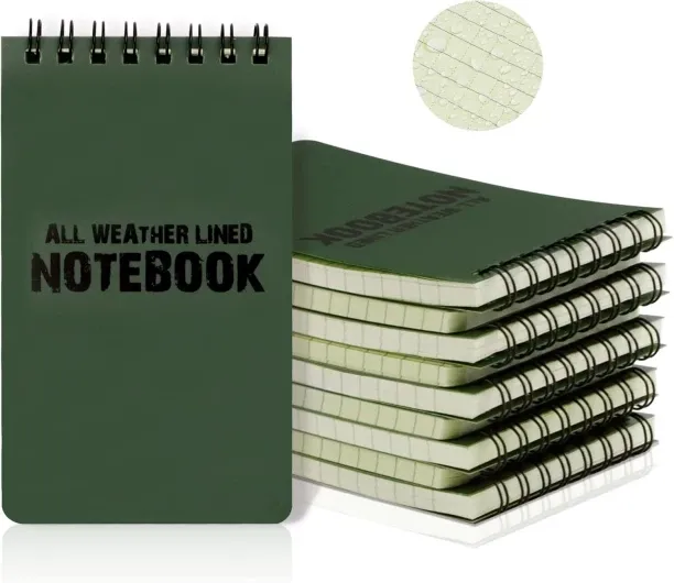 Hi Pansy 10 Pack Waterproof Notebook, 3 x 5 Inches Pocket Notepad, All-Weather Memo Pads with Top-S…