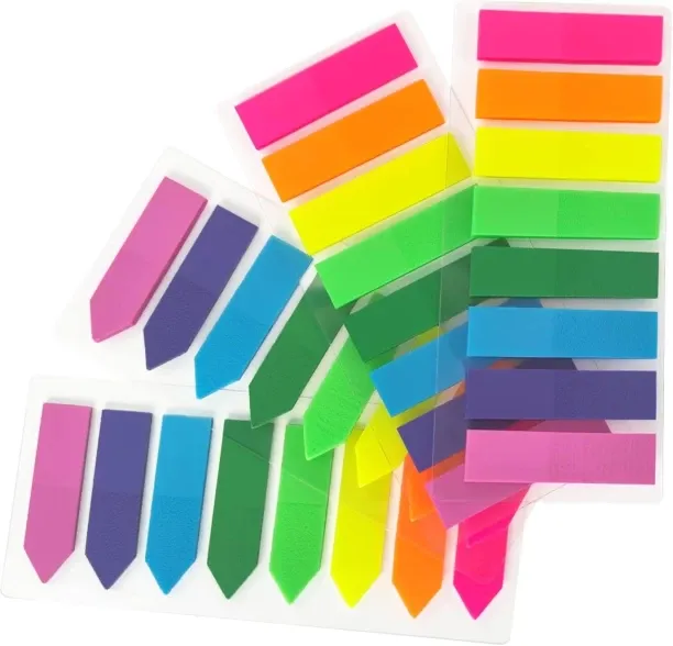 Hi Pansy Page Markers Colored Sticky Tabs 800 Pcs, Translucent Arrow Flags for Page Marking, Fluore…