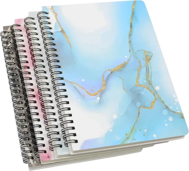 Hi Pansy Yansanido Spiral Notebook, 4 Pcs A5 Marble Design Thick Hardcover 7mm College Ruled 80 She…