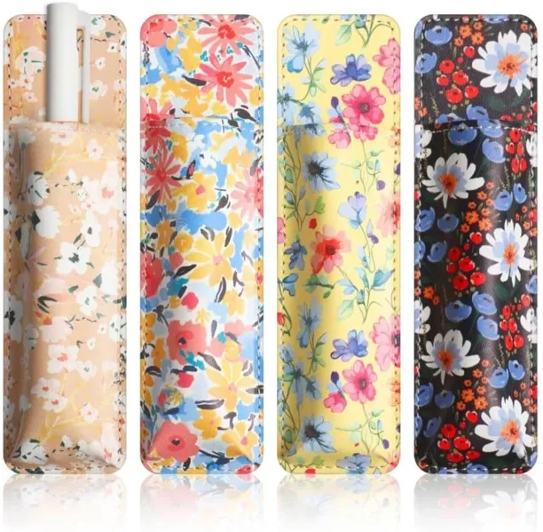 Hi Pansy 4 Pcs Magnetic Pen Holder for Fridge Leather Magnetic Pen Holder Magnetic Marker Holder PU…