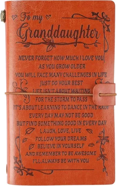 Hi Pansy To My Granddaughter Leather Journal -140 Page Keepsake Gifts for Granddaughter, Refillable…