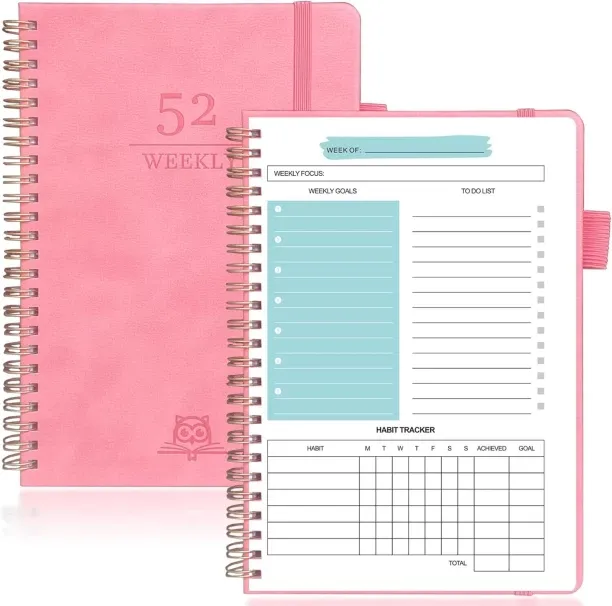 Hi Pansy Weekly Planner Undated, 52 Weeks Goals Schedule Planner, XPLNBO Hardcover Notebook To Do L…