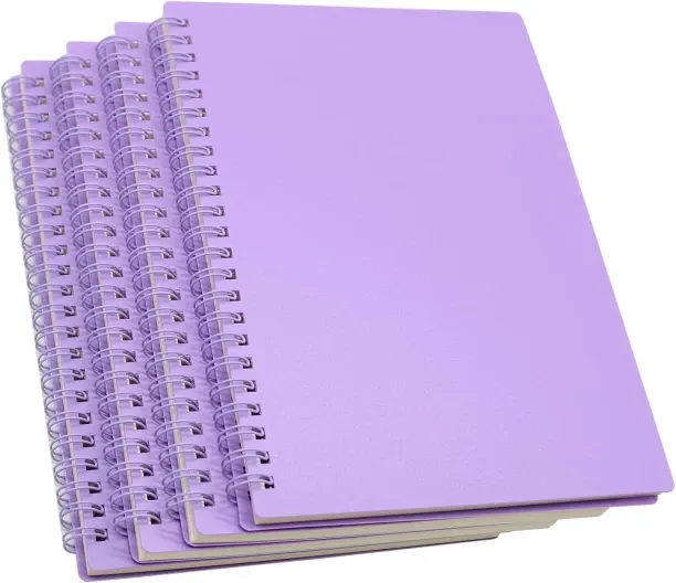 Hi Pansy Spiral Notebook, 4 Pcs A5 Purple Thick Plastic Hardcover 7mm College Ruled 4 Color 80 Shee…