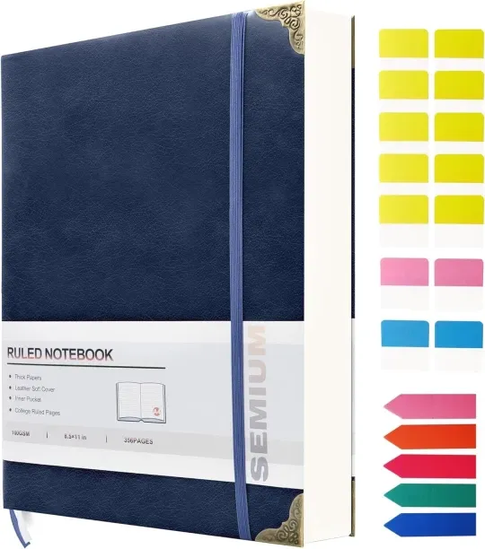 Hi Pansy A4 Notebook College Ruled - 356 Pages Notebook for School Work - Softcover Leather Journal…