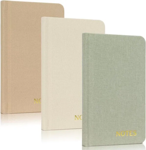 Hi Pansy Aesthetic Linen Pocket Notebooks Set Of 3 For Women & Men - Small Pocket Size 3x5 Notepads…