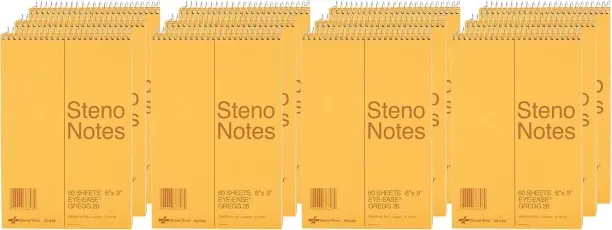 Hi Pansy Brand Steno Notebook with Brown Board Cover, Green Eye-Ease Paper, Gregg Ruled, 6" x 9", 1…
