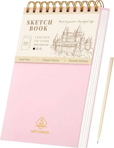 Hi Pansy Yoment Sketchbook for Drawing Top Spiral Bound Sketch Pad for Kids 5.5" x 8.5" Hardcover S…