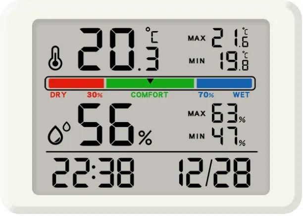 marevic Digital Hygrometer Indoor Thermometer, With night lightsClock with Temp & Humidity Magnetic…