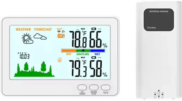Loznron Indoor Outdoor Display Hygrometer Weather Station Air Pressure Measurement Thermometer