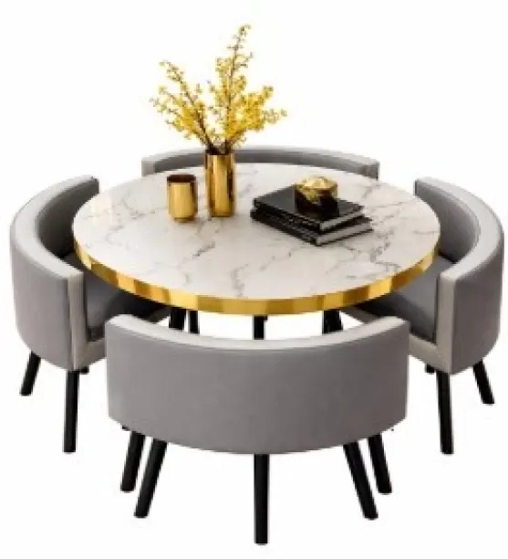 Premium Modern round table and chair set with 4 triangular chairs, casual coffee table for office, …
