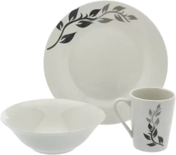 Dinner Set Ceramic Black And White 12 Piece Dinner Set