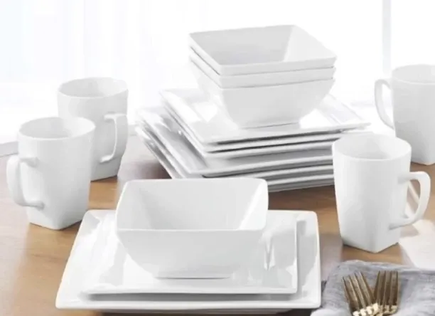 the green bliss boutique Pack of 16 Glass, Ceramic WHITE 16 PIECE DINNER SET Dinner Set