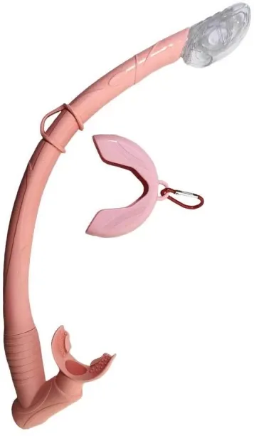Huanix Diving Snorkel Silicone Full Dry Tube,Pink Plastic Silicone Aspheric Lens Diving Mask