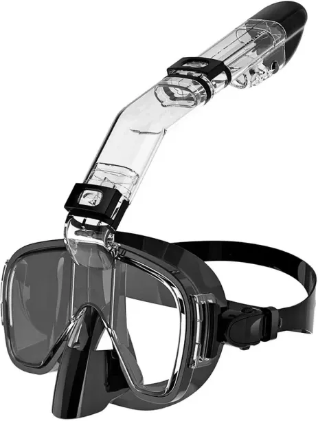 Huanix Masks Underwater Diving Respirator Snorkeling Half,S-M,B-black Plastic Silicone Aspheric Len…