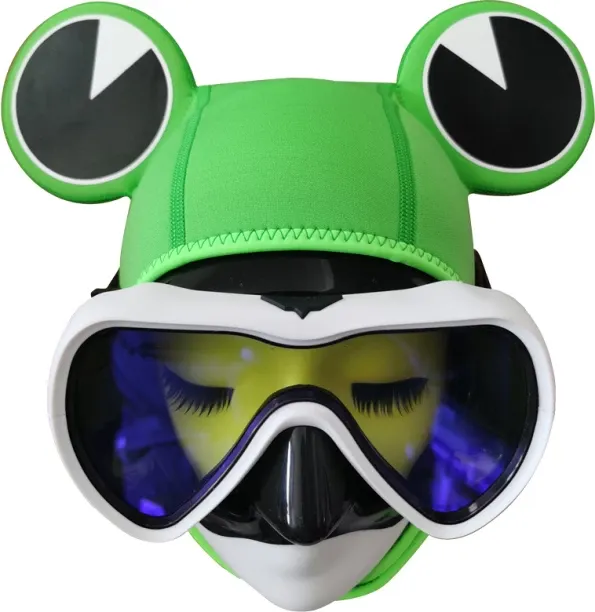 Huanix Scuba Diving Mask Snorkel 3MM Neoprene,Frog Plastic Silicone Aspheric Lens Diving Mask