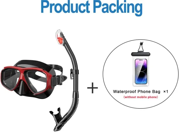Huanix New Professional Scuba Diving Mask,BlackRed-bag Plastic Silicone Aspheric Lens Diving Mask