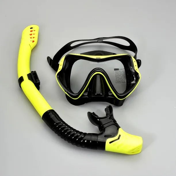 Huanix Professional Silicone Gear Scuba Diving Mask,Yello black Plastic Silicone Aspheric Lens Divi…