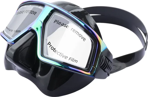 Huanix Professional Scuba Diving HD Anti-Fog Mask,Mask-BLACK DA Plastic Silicone Aspheric Lens Divi…