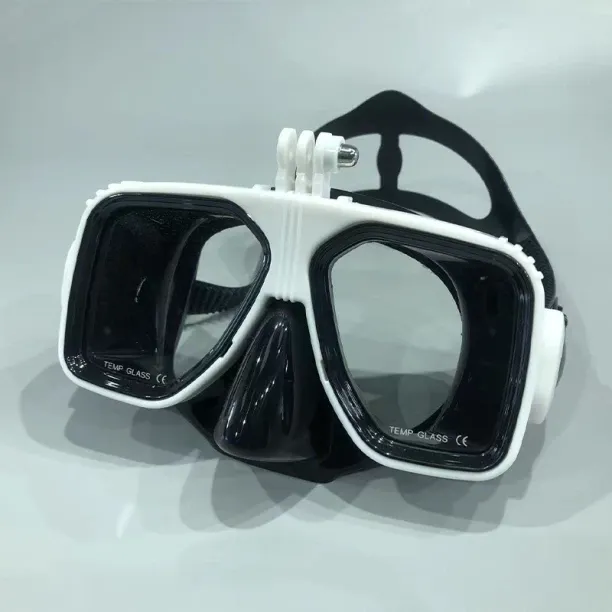 Huanix Professional Diving Mask Camera Diving Masks,white black Plastic Silicone Aspheric Lens Divi…