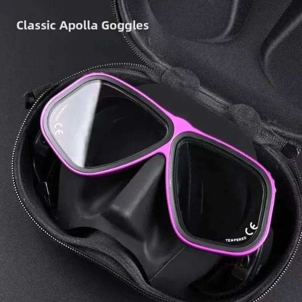 Huanix Aluminum Alloy Scuba Diving Mask ,Luxury Purple Plastic Silicone Aspheric Lens Diving Mask