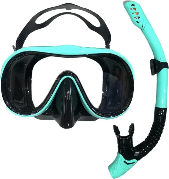 Huanix Professional Diving Mask and,black lake blue Plastic Silicone Aspheric Lens Diving Mask