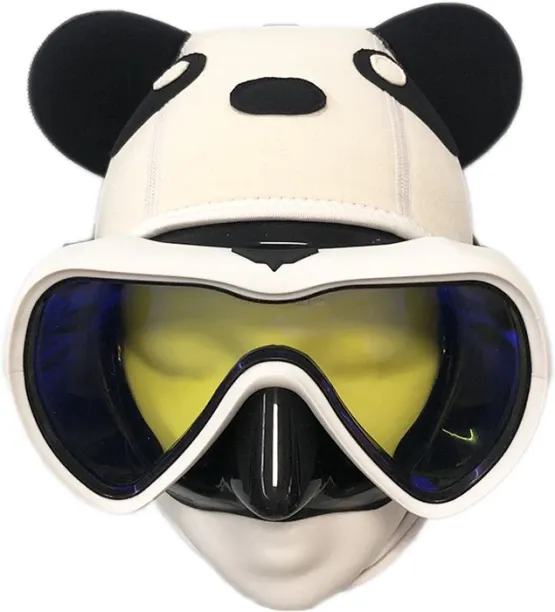 Huanix Scuba Diving Mask Snorkel 3MM Neoprene,Panda Plastic Silicone Aspheric Lens Diving Mask