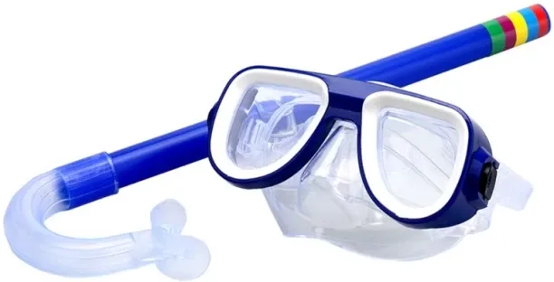 Huanix Children's Snorkel Set, Snorkeling Mask, Swimming,Blue Plastic Silicone Aspheric Lens Diving…