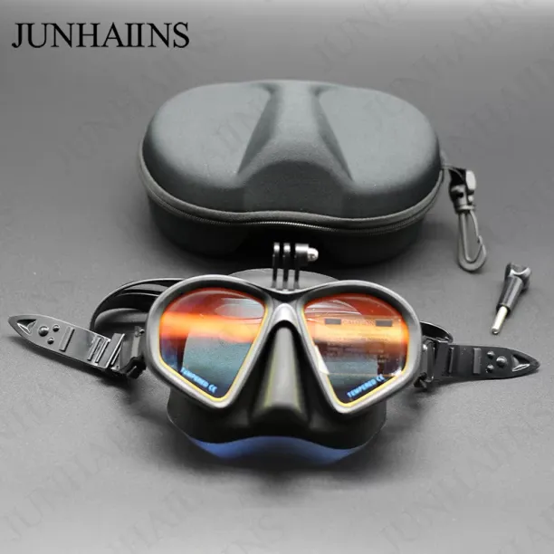 Huanix Professional diving Mask, Tempered Glass, Waterproof,Yellow Gopro set Plastic Silicone Asphe…