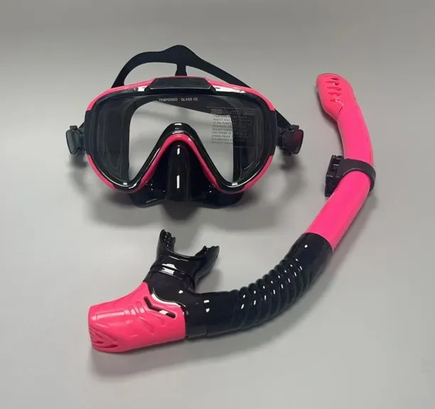 Huanix Snorkeling Diving Mask Glass High,Rose black Plastic Silicone Aspheric Lens Diving Mask