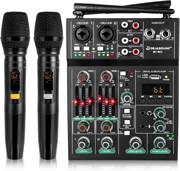 Zuosheng Pro 5 Channel Audio Mixer Mic Set for Live Streaming, Family Karaoke, Studio Recording, Bl…