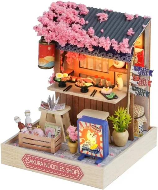 Bloo DIY Miniature Dollhouse Kit with Furniture, 1:24 Scale Creative Room Mini Wooden Doll House Pl…