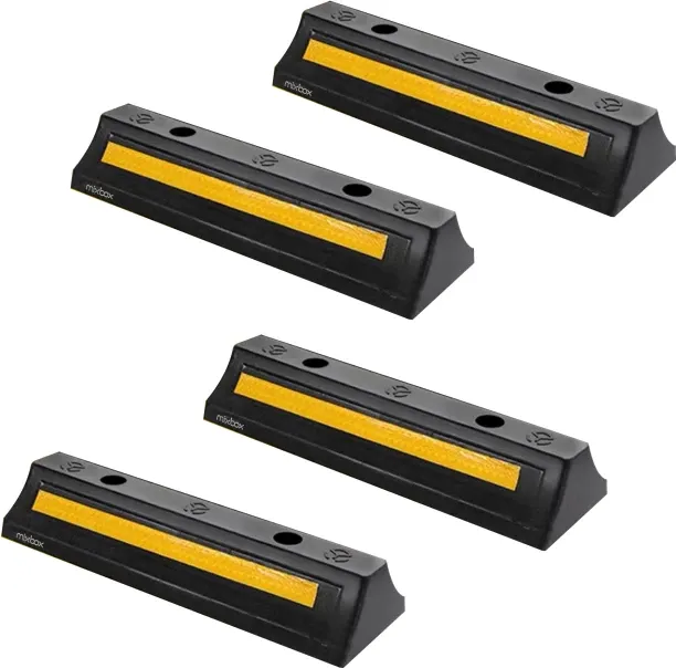 Mixbox 4Pcs Reflective Parking Guide Blocks Wheel Stoppers Wall Bumper Floor Mounted Door Stopper