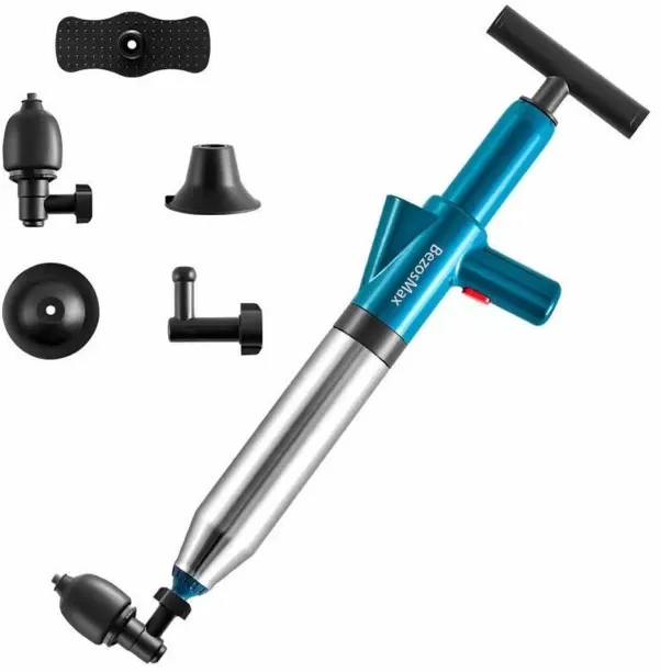 BezosMax Toilet Plunger, Multi-Head Cleaning Set, Stainless Steel Air Pressure Drain Opener, Manual…