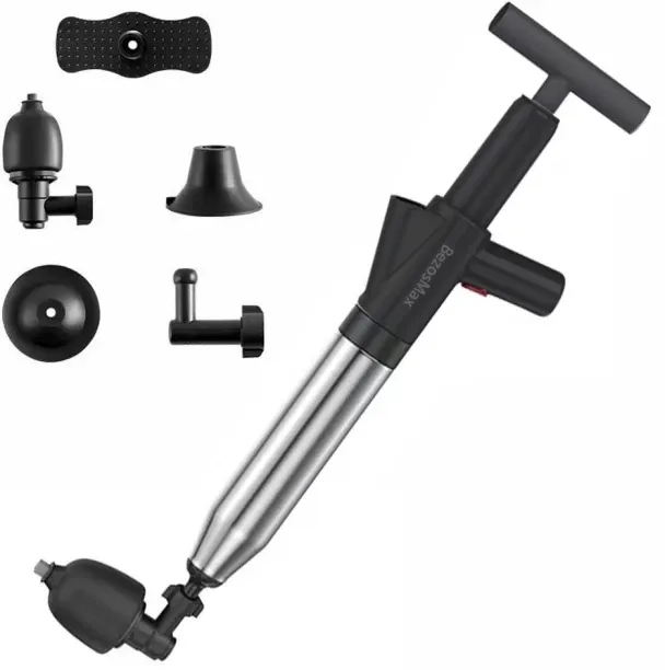 BezosMax Toilet Plunger Kit, High Pressure Drain Blaster, Stainless Steel Plumber Tool, Visible Gau…