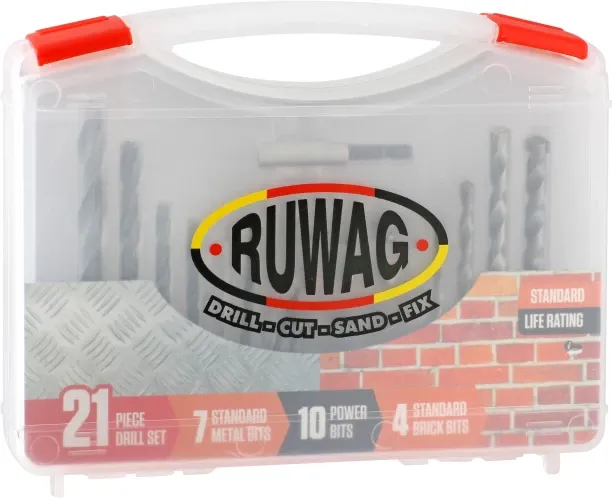 RUWAG 21 Piece Combo Drill Bit Set Standard Metal/Brick/Power Bits Auger Drill Bits
