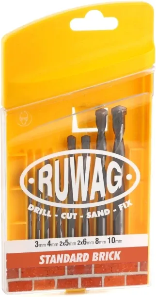 RUWAG 8 Piece Standard Brick Drill Bit Set: 3mm - 10mm Auger Drill Bits