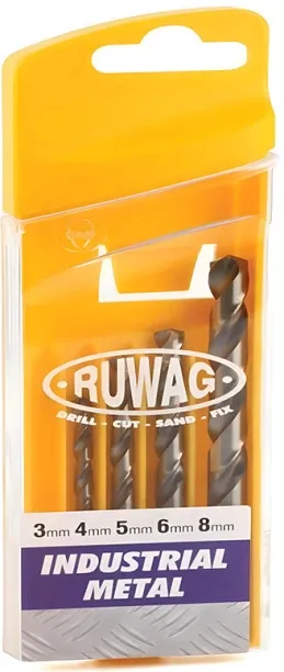 RUWAG 5 Piece Industrial Metal Drill Bit Set: 3-8mm Auger Drill Bits Set