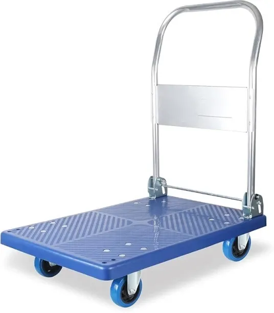 GENERIC Flatbed Cart Push Cart Trolley Durable Plastic Panel and Foldable Handle for Easy Storage a…