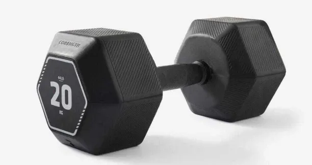CORENGTH Hex dumbbell 20 kg - black Fixed Weight Dumbbells