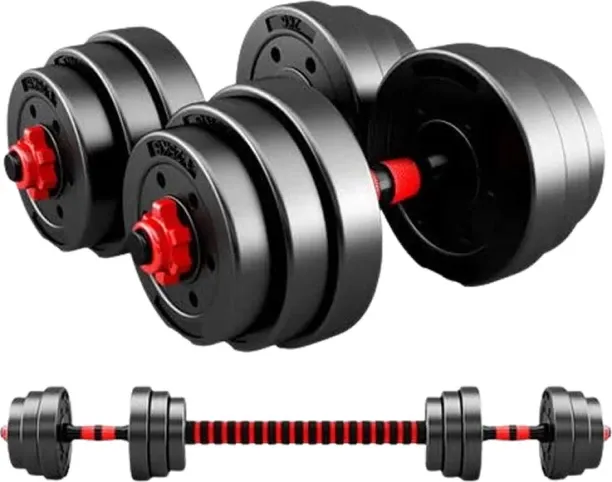 ShopMarket Adjustable Dumbbell and Barbell Set - 30kg Total Weight Capacity Adjustable Dumbbells