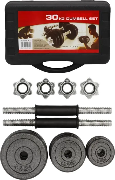 Generic 30kg Barbell & Dumbbell Set – Cast Iron, Fitness Fixed Weight Dumbbells