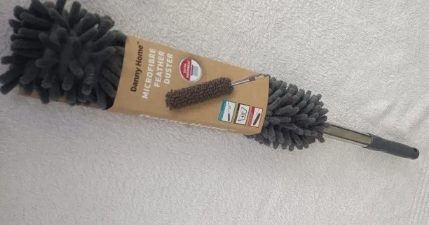 Danny Home Silver & Grey 96.8cm Microfibre Feather Duster Mop extendable Wet and Dry Duster