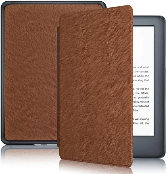 Amazon Kindle 6" Wi-Fi 16GB (11th Gen 2024 Model) With S/O Black - Tan Cover Bundle E-reader