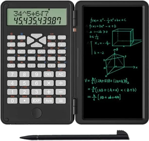 Wagu drum Scientific Calculator with Writing Tablet, Protable Foldable Calculator Notepad 2 in 1 LC…