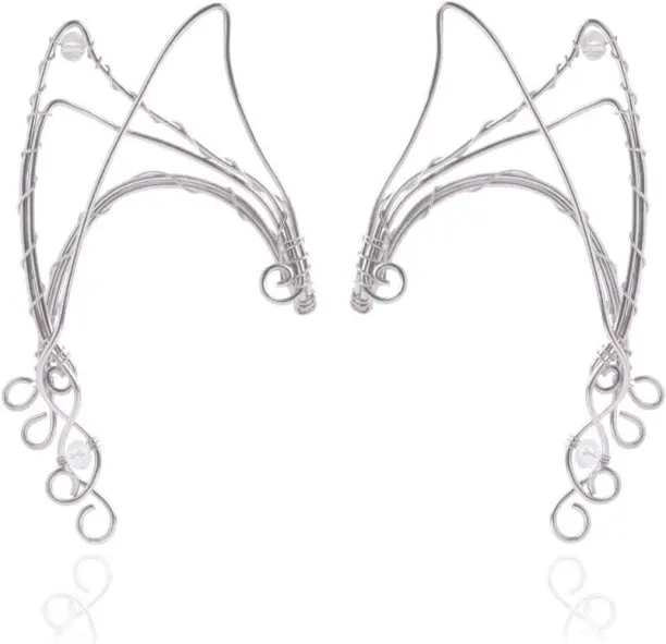 Pofufusm Elven Ear Cuffs for Women, Handmade Elf Fairy Earrings Cuff Wrap Clip-on Filigree Earrings…