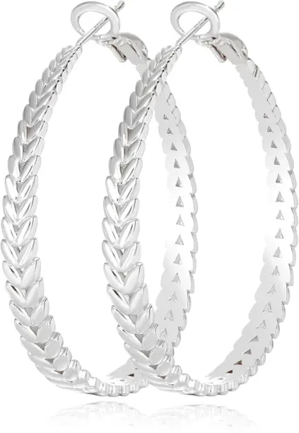 Shiyuan Silver Hoop Earrings for Women Hypoallergenic 925 Sterling Silver Post Hoop Earrings Lightw…