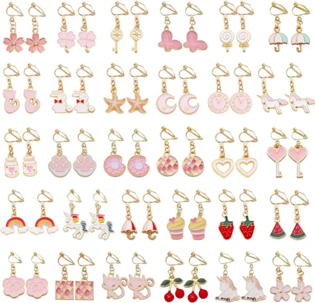 Jingchao 30 Pairs Clip on Earrings for Women Hypoallergenic Earring Dress up Jewelry Non Piercing E…