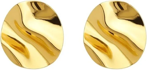 Jingchao Clip On Rippled Disc Stud Earrings Cubic Zirconia Stainless Steel Earring Set
